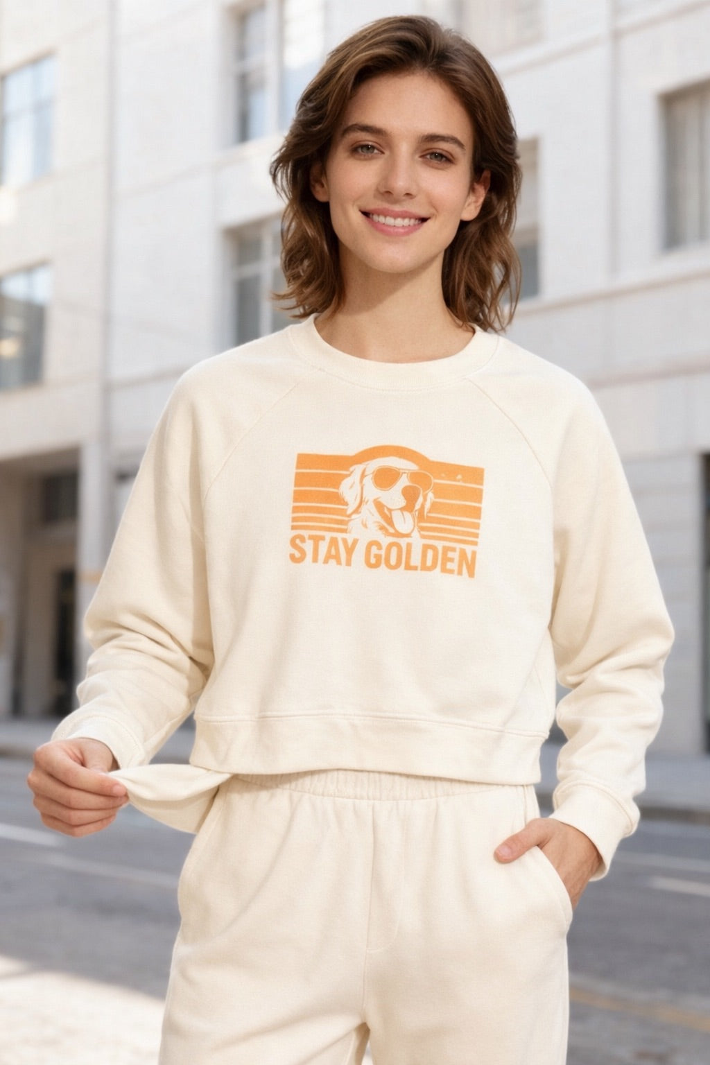 Stay Golden Cropped Crewneck Sweatshirt